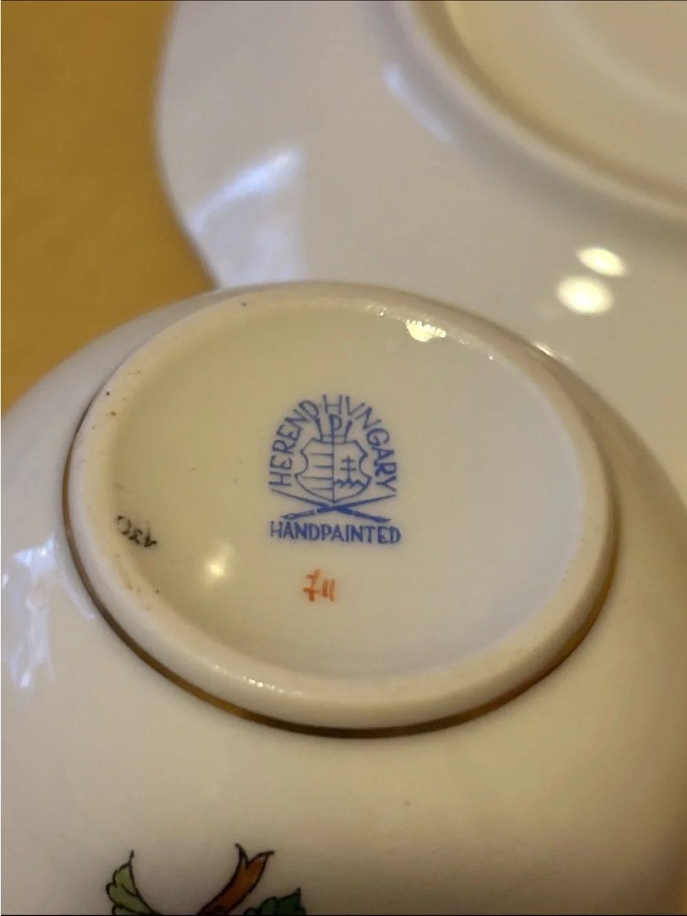 HEREND ETON SMALL PORCELAIN CUP AND SAUCER.